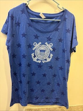 Blue United States Coast Guard Graphic Scoop Neck Tee